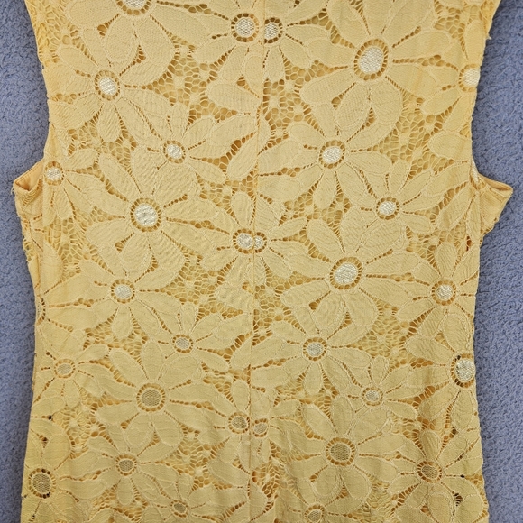 Connected Apparel Coming Up Daisy Yellow Perfect Summer Dress Sz 12 Lace Overlay - Picture 9 of 11